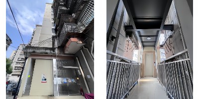 老城区住宅楼道前方是平台如何加装电梯呢？